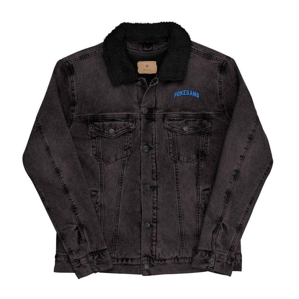 PokeGang Unisex Black Denim Long Sleeve Button Down 90s Style Lamborghini Jacket
